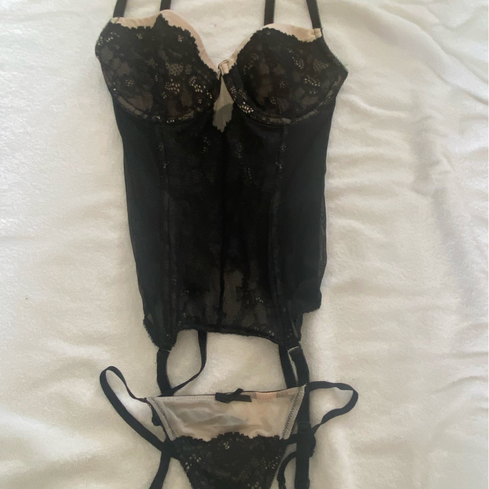 Victoria’s Secret Black Lace Corset Set